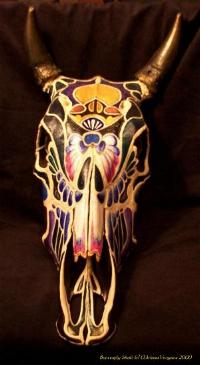 The Butterfly Skull - Painted Cow Skull