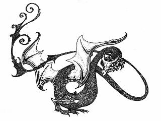 Swirls Dragon - Pen & Ink